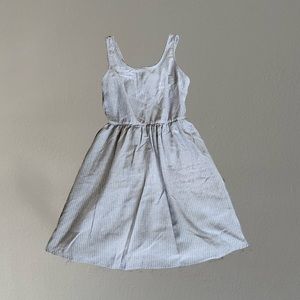 GREY BLUE Summer Dress with Open Back and BowTie
